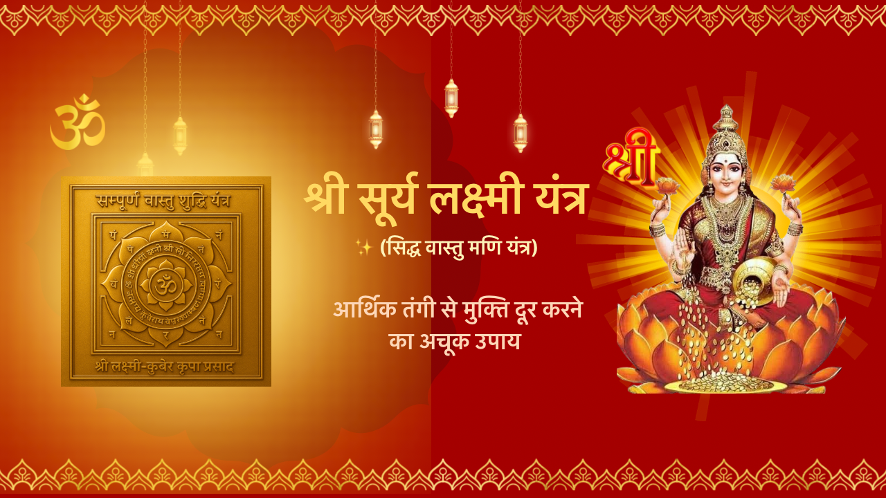 Read more about the article 💰 आर्थिक तंगी दूर करने के उपाय | श्री सूर्य लक्ष्मी यंत्र का चमत्कार 🌞✨